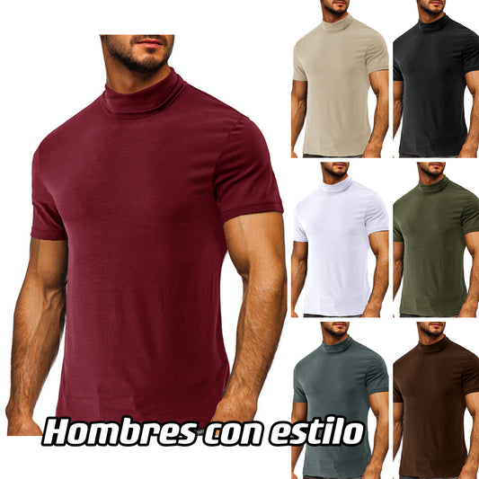 🔥  Show off your unique charm 🔥  Men's versatile short sleeved tight high neck T-shirt