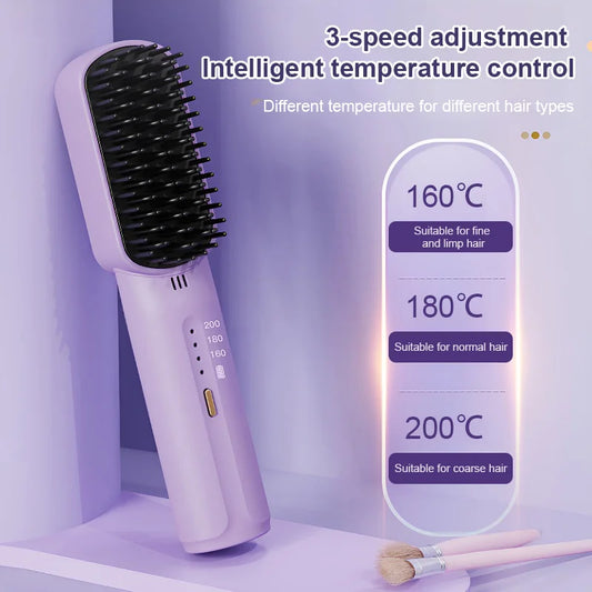 🎁 New gift 💟 Negative Ions Do Not Harm Hair Portable Wireless Mini Hair Straightener Comb