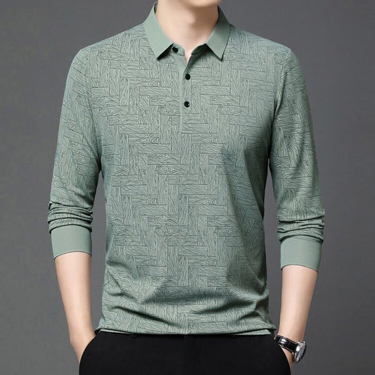 🍁New for autumn✨Men’s Elegant Casual 3-button Lapel Collar Long-sleeve T-shirt