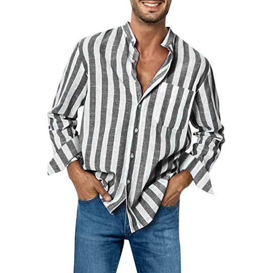 Men's Casual Stylish Striped Long-Sleeve Shirt