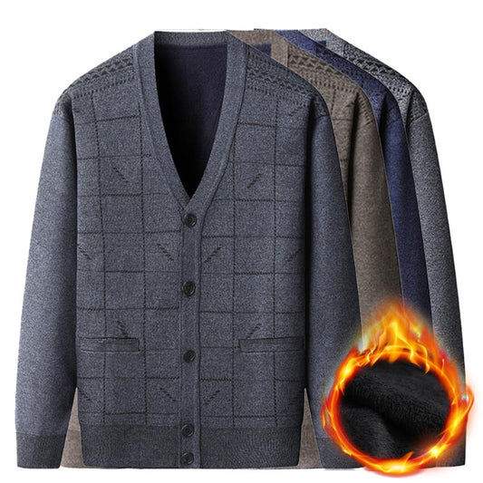 Men's Casual Thermal Plush Cardigan -Nice Gift for Father!