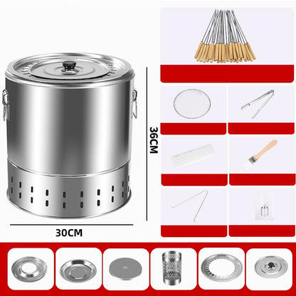 A must-have for dinner parties-Stainless Steel Smokeless BBQ Grill Bucket