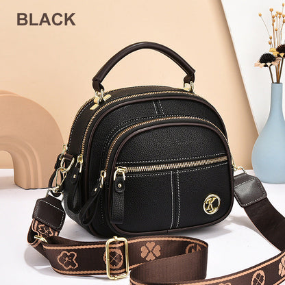 [Best Gift for Her] Classic Multifunctional Compartments Adjustable Wide Shoulder Strap PU Leather Crossbody Bag