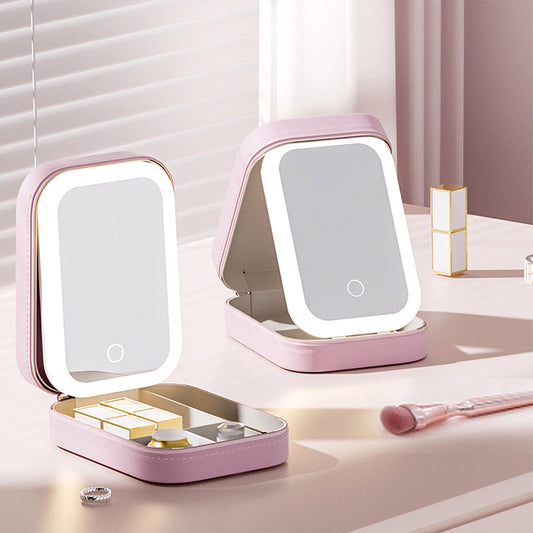 [Best Gift For Her] Integrated Makeup Storage Box With Light-Filling Mirror