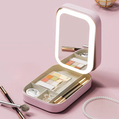 [Best Gift For Her] Integrated Makeup Storage Box With Light-Filling Mirror